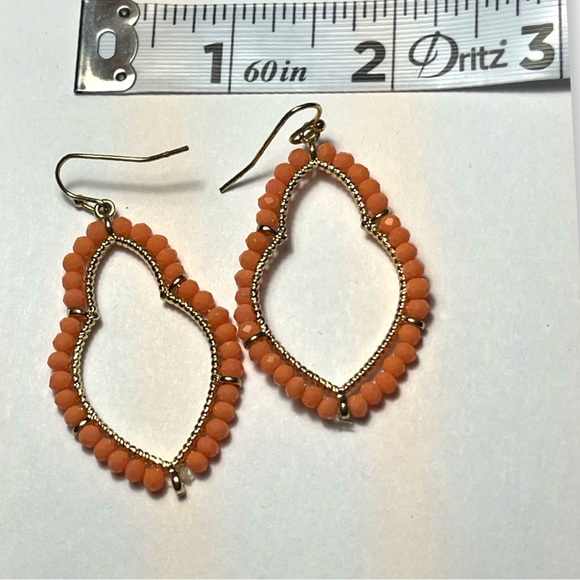 Marlyn Schiff Theresa Pave Marquis Orange Earrings - Picture 2 of 4